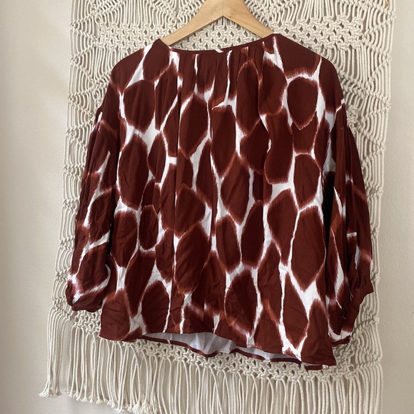 Cory Lynn Calter ikat boho clay color & white  3/4th sleeves boho top sz… - Picture 5 of 9